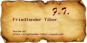 Friedlender Tibor névjegykártya